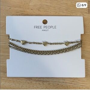 Free People layered heart chain anklet in gold tones